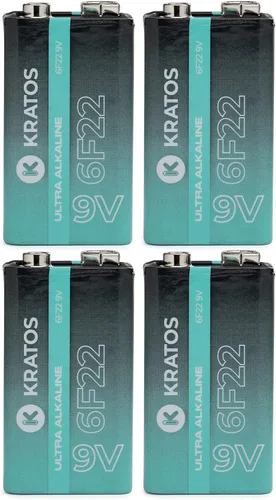Vista 2 de Kratos Power Baterías de 9 V – Paquete de 4 pilas alcalinas – Batería multiusos de 9 voltios de larga duración – 10 años de vida útil – Batería de 9