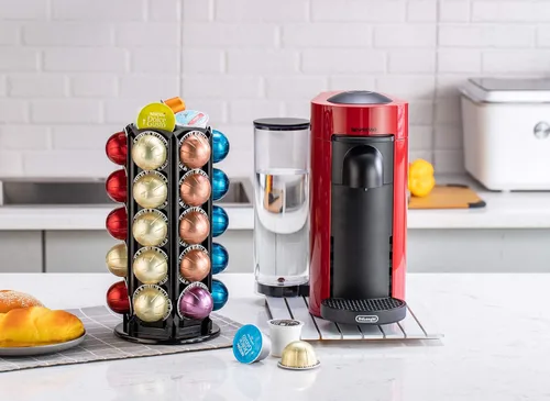 Vista 7 de Rice rat Soporte de almacenamiento para cápsulas de café Nespresso Vertuo para 30 cápsulas con giros silenciosos de 360 grados, soporte