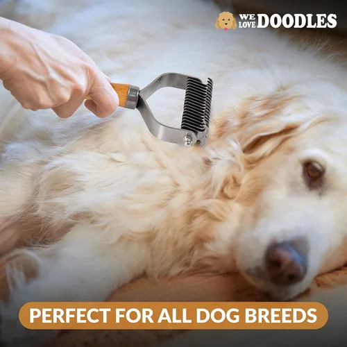 Vista 6 de We Love Doodles Kit de aseo - Cepillo deslizante, peine desengrasante y champú para perros Goldendoodles