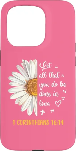Vista 14 de Cute Daisy 1 Corinthians 16:14 Love Bible Verse for Women Case for iPhone 16