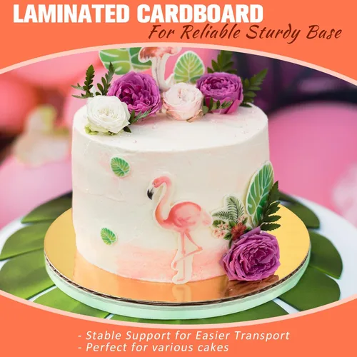 Vista 4 de Paquete de 100 tablas redondas para pasteles de 6 pulgadas base de pastel circular dorado de cartón rondas de pasteles cartón desechable a prueba