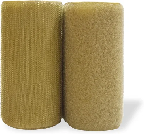 Vista 69 de Cinta de velcro beige de nailon de 1 pulgada de ancho, no adhesiva, 5 yardas de longitud, juego de cierres de cinta entrelazada para bolsos, ropa