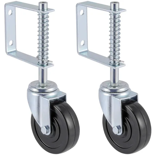 Paquete de 2 ruedas de puerta cargadas por resorte de 4 pulgadas, ruedas de puerta con resorte resistentes, capacidad de carga de 250 a 500 libras,