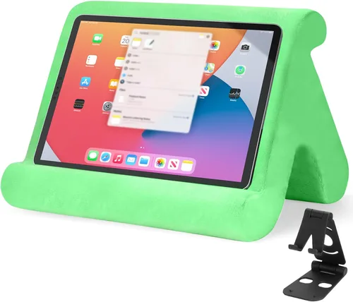 Vista 13 de Soporte universal multiángulo para tableta, soporte suave con soporte de teléfono negro para regazo, rodilla, sofá y cama, compatible con iPad Pro