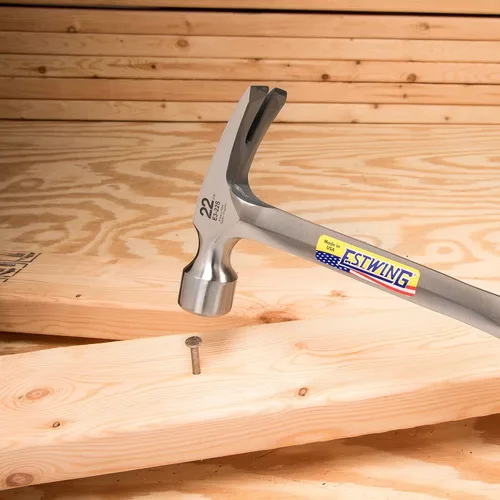 Vista 6 de ESTWING Martillo de encuadre, garra recta de mango largo de 22 onzas con cara lisa y agarre de reducción de golpes - E3-22S