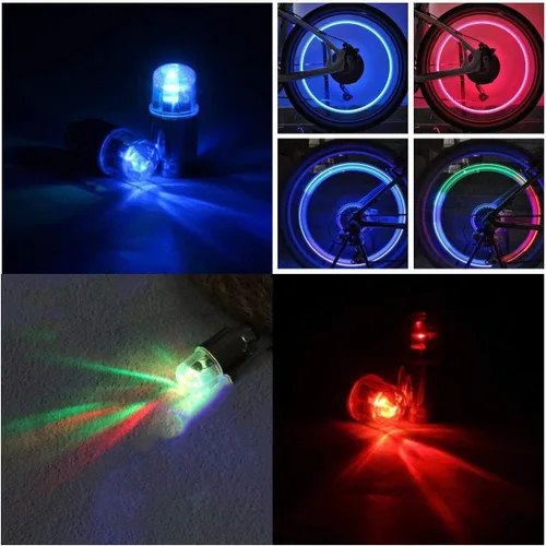 Vista 2 de Paquete de 4 luces LED para válvulas de neumáticos, neumáticos de automóvil, bicicleta, camión, carrito de golf, conjuntos de ruedas, luces de neón