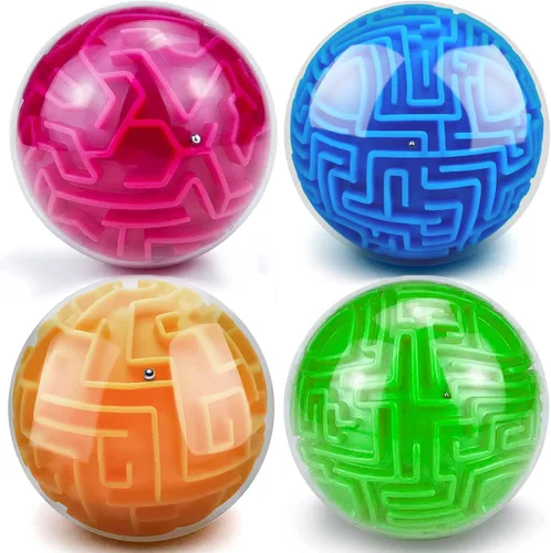 Vista 10 de Paquete de 2 bolas de rompecabezas de laberinto 3D, juego de rompecabezas de cerebro, cubo de memoria de gravedad, regalo de juguete educativo