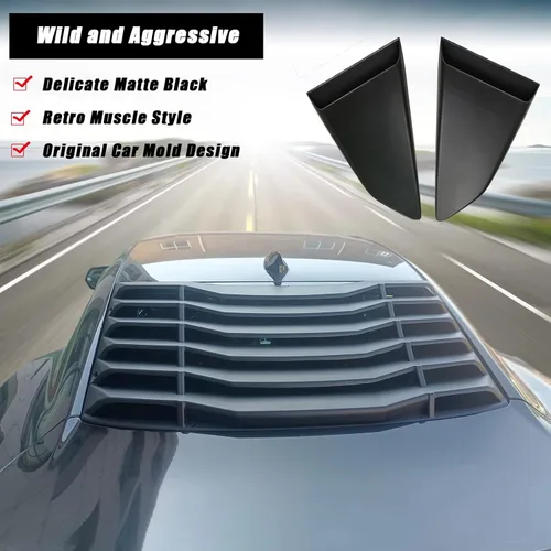 Vista 3 de Lumbreras para ventanas traseras y laterales para 2016-2021 Chevy Camaro, cubierta parasol para parabrisas con ventilación - ABS negro mate