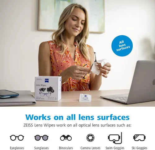 Vista 9 de ZEISS Toallitas de limpieza de lentes prehumedecidas, 200