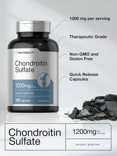 Vista 3 de Horbaäch Sulfato de condroitina 1200 mg 120 cápsulas Suplemento sin OMG y sin gluten