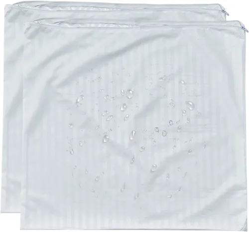 Vista 14 de Kingnex 4 unidades de protectores de almohada impermeables a prueba de plumas con cremallera en el lado largo, tamaño queen, juego de 4 fundas
