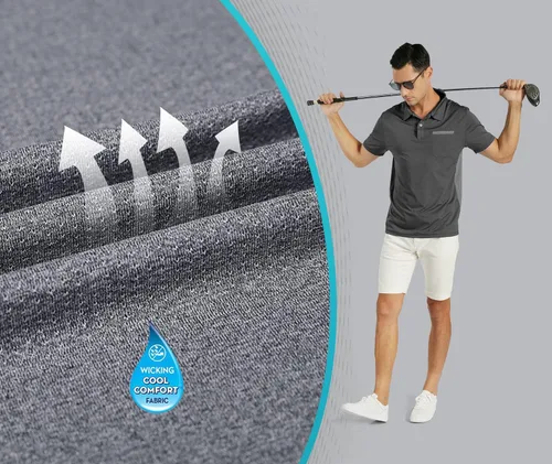 Vista 4 de V VALANCH Polo para hombre, estilo casual, de manga corta, para golf, absorbe la humedad, con cuello