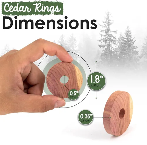 Vista 6 de ecoKiwi Bloques de cedro para almacenamiento de ropa, paquete de 55 anillos de cedro, cedro aromático 100% natural para armarios y cajones, chips