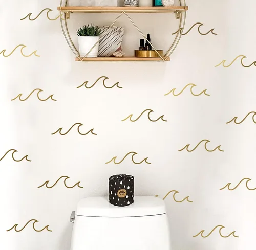 Vista 2 de Pegatinas de pared de ondas/pegatina de onda/calcomanía de decoración de océano de verano/decoración extraíble/regalo/fabricado en EE. UU