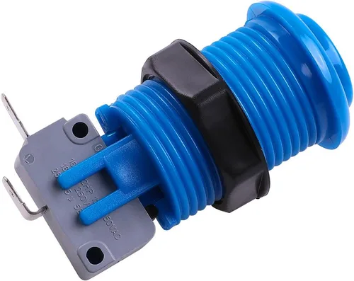 Vista 2 de Botón de 6 piezas HAPP tipo arcade estándar con microinterruptor para videojuegos Mame/Jamma/Arcade - Botones Arcade de 1.181 in (azul)