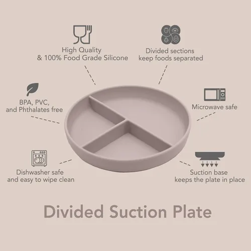 Vista 2 de Nouka - Placa de succión dividida, 100 % silicona de grado alimenticio, viene con un borde de labio y base de succión, antideslizante y suave, apta