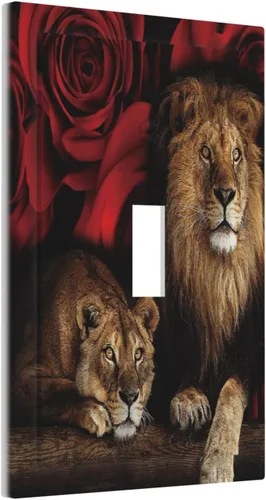 Vista 68 de Bear Moose Lodge Woodland - Placa de interruptor de luz dúplex individual de 1 banda, cubierta de salida decorativa de pared, placa frontal