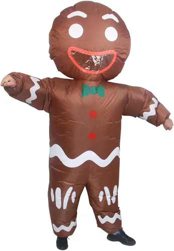 IRETG Inflatable Gingerbread Man Costume Blow-Up Costume for Christmas Cosplay
