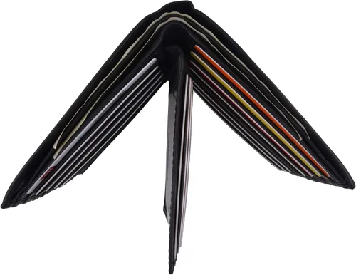 Vista 9 de Marshal Billetera europea para hombre Hipster Bifold de cuero genuino con múltiples tarjetas de identificación, Negro -, Billetera plegable