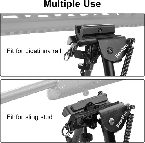 Vista 3 de Besrilien Bípode de rifle con adaptador Picatinny para rifles de 6 a 9 pulgadas