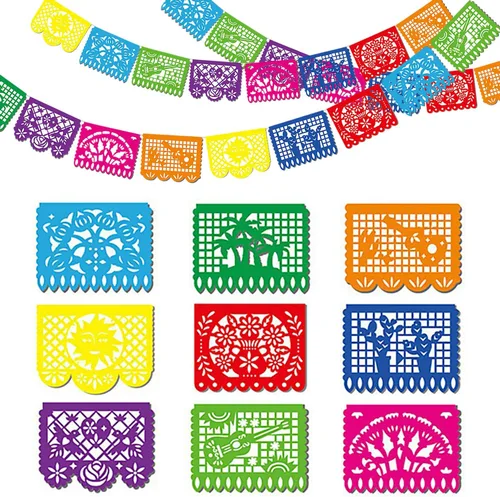 5 paquetes de pancartas de fiesta mexicana de 82 pies, decoraciones de v2croft Papel Picado para Cinco de Mayo, Fiesta, Día de los Muertos,