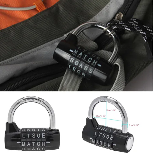 Vista 4 de Semetall Candado de combinación de 5 letras para gimnasio, cerradura de combinación de 5 dígitos, candado de combinación de metal para exteriores