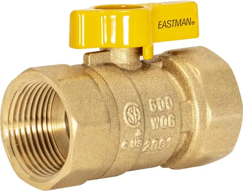 Eastman Válvula de bola de gas recta de 1 pulgada FIP con mango de cuarto de vuelta, accesorios de plomería de latón, 60013