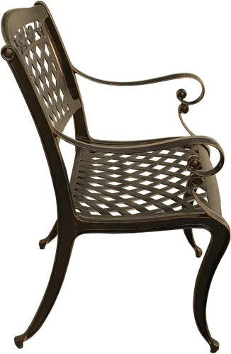 Vista 6 de Silla de comedor de patio de rosas negras de aluminio fundido tradicional al aire libre ornamentada Negro