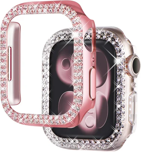 Vista 15 de NewWays Paquete de 2 fundas brillantes compatibles con Apple Watch de 1.496 pulgadas, Series 3, 2, 1, parachoques protector para iWatch Series 1/2/3