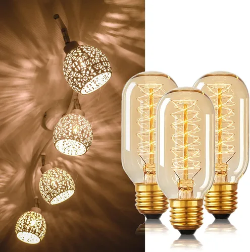 Vista 6 de Bombillas Edison incandescentes T45 retro de 40 W, 6 paquetes, 110-130 V, base E26 regulable, bombilla Edison 6 paquetes, 2200 K ámbar amarillo