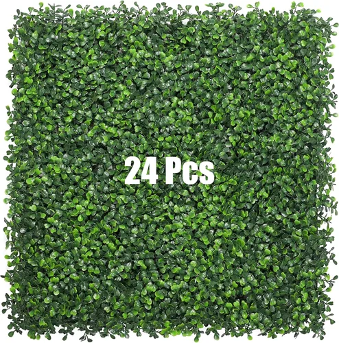 Vista 9 de Bybeton Paneles de pared de césped artificial, 20 x 20 pulgadas (12 unidades), paneles de boj anti rayos UV, telón de fondo de pared verde
