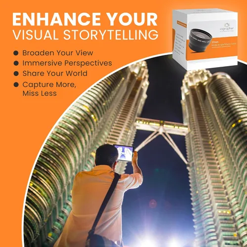 Vista 4 de iOgrapher Lente gran angular de 1.457 in para iPhone y teléfonos inteligentes, lente macro y lente ancha para teléfono, lente macro para iPhone