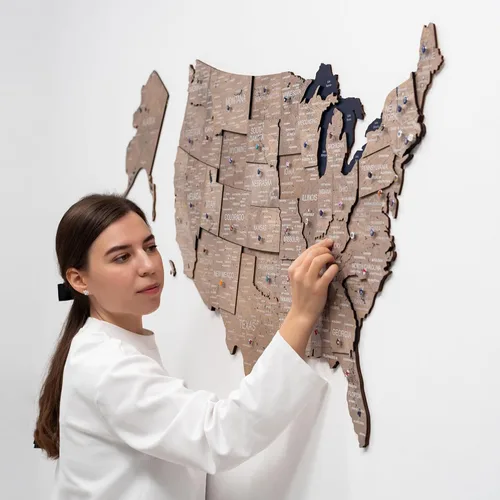 Vista 69 de Enjoy The Wood Mapa de Madera de Estados Unidos Lugares Visitados - Rastreador de Viajes de Mapa 3D de Estados de EE.UU. Decoración de Pared