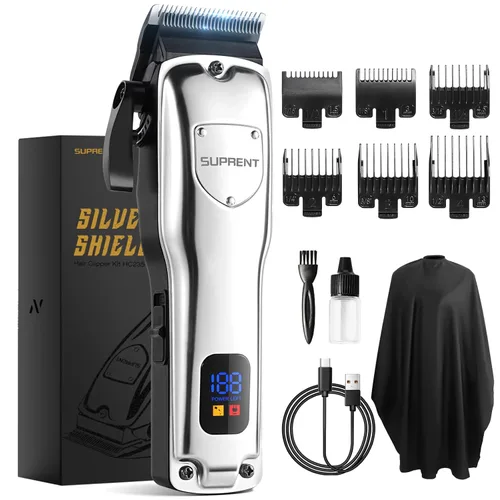 SUPRENT Cortadora de pelo inalámbrica para hombres, recortadora de pelo profesional con pantalla LED para barberos y uso doméstico