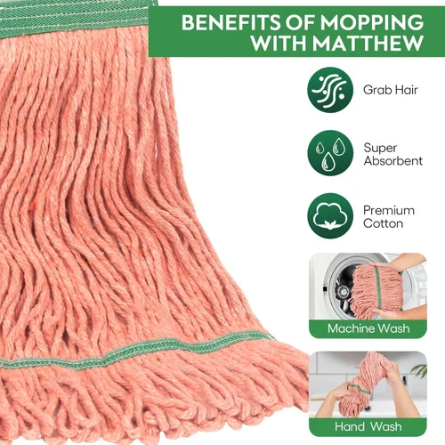 Vista 2 de Matthew Cleaning - Cabezal de trapeador de alta resistencia para limpieza general y de suelos, repuesto de cabezal de hilo de algodón azul