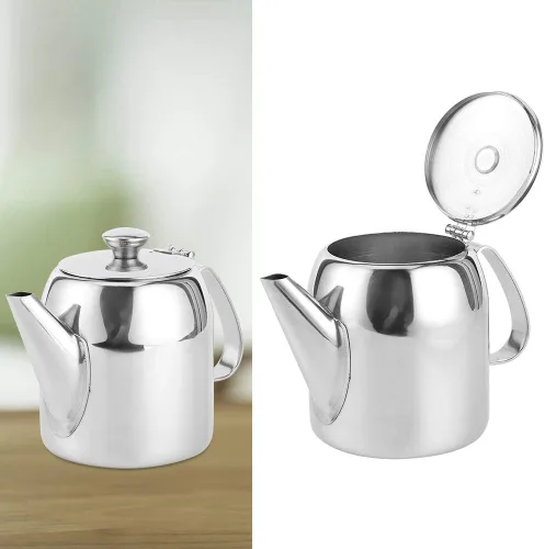 Vista 8 de Tetera de acero inoxidable, cafetera de agua fría con boquilla corta, contenedor de bebida de 16.9 fl oz para el hogar, hotel, uso en restaurantes