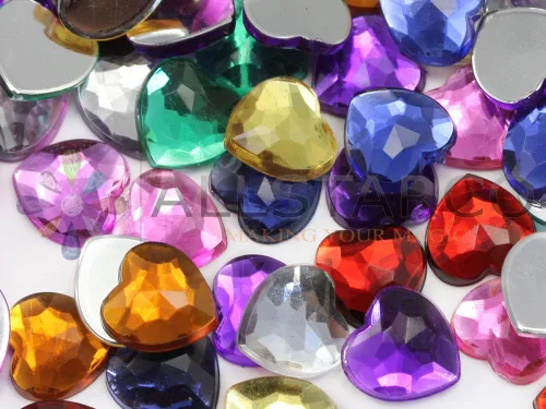 KraftGenius - Diamantes de imitación acrílicos de corazón con parte trasera plana de 0.236 in, gemas para el cuerpo, adornos para hacer tarjetas,