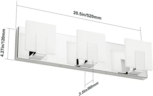 Vista 8 de Aipsun Moderna lámpara LED de tocador para baño, acrílico blanco esmerilado, arriba y abajo, accesorios de pared sobre espejo