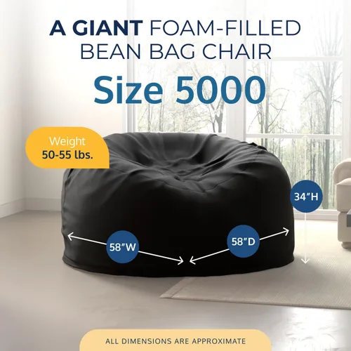 Vista 9 de ULTIMATE SACK Sillón tipo puf de 5 pies, puf de gran tamaño para adultos, cómodo sillón tipo puf, sofá tipo puf para tumbarse, sofá tipo puf