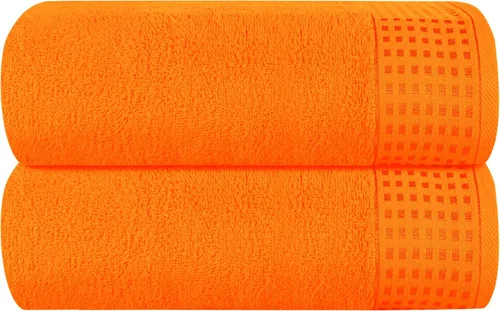 Vista 47 de GLAMBURG Juego de 2 toallas de baño de gran tamaño 100% algodón de 28 x 55 pulgadas, ultra suaves, altamente absorbentes, compactas, de secado