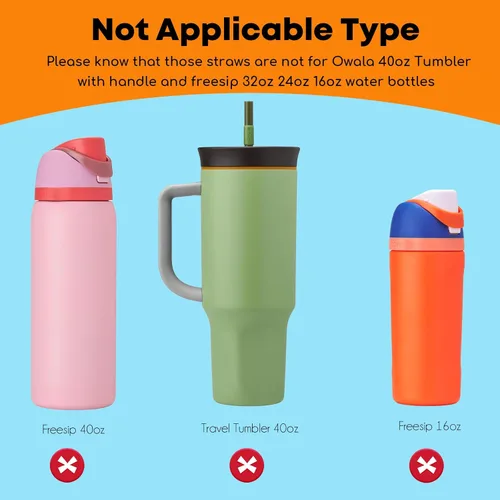 Vista 3 de ALINK Pajitas de repuesto para botella de agua aislada Owala FreeSip de 32 onzas y 24 onzas, paquete de 6 popotes de plástico negro reutilizables