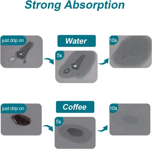 Vista 3 de Tapete de café de 19 x 12 pulgadas con parte trasera de goma absorbente para barra de café, tapete de secado de platos para encimera de cocina