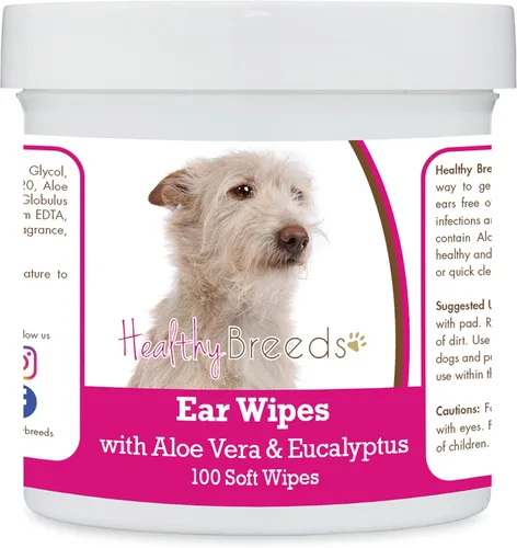 Vista 110 de Healthy Breeds Shih Tzu Toallitas de limpieza de oídos con aloe y eucalipto para perros, 100