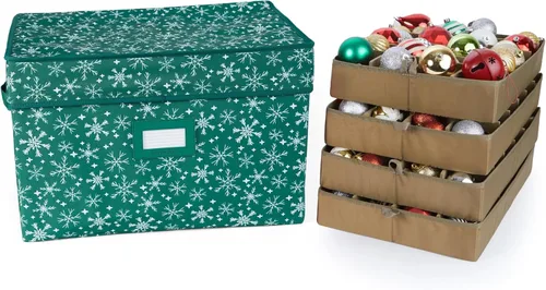 Vista 32 de Covermates Keepsakes – Caja de almacenamiento ajustable de 72 piezas – Capacidad para adornos de 4 pulgadas – Resistente – Asas – apilables