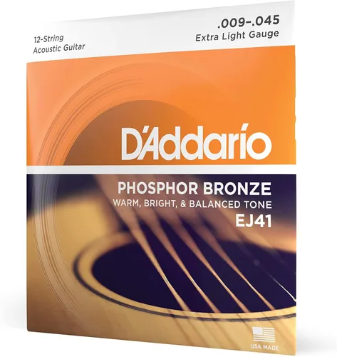 Vista 29 de Cuerdas para guitarra acústica de bronce fosforado D'Addario, blanco negro rojo azul