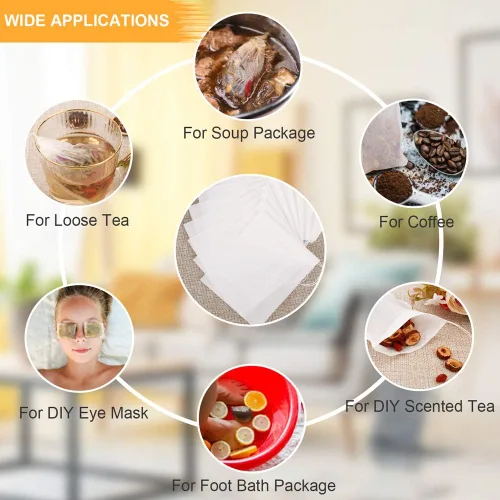 Vista 7 de BetyBedy bolsas desechables para filtrar té, de material seguro y natural, capacidad para 1 taza, set de 100 unidades., Blanco