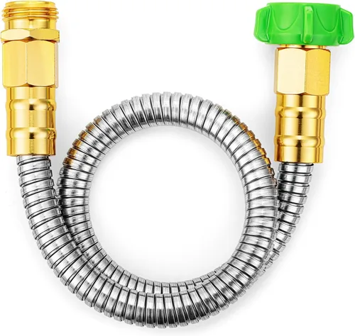 Vista 9 de UNCO - Manguera de metal de acero inoxidable, 5 pies - Oro, sin torceduras, manguera de jardín corta