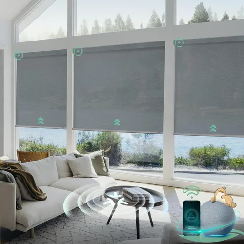 Vista 22 de Yoolax Persianas Inteligentes, Persianas Enrollables Motorizadas Matter Blackout, Persianas Automáticas Opacas para Ventanas, Persianas Motorizadas