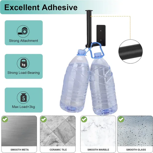 Vista 3 de Toilet Paper Holder Self Adhesive Toilet Paper Roll Holder Stainless Steel No Drilling Wall Mount Roll Holders for Bathroom Kitchen, Black