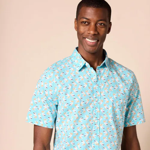 Vista 4 de Tienda Essentials Camisa de popelina de manga corta ajustada para hombre